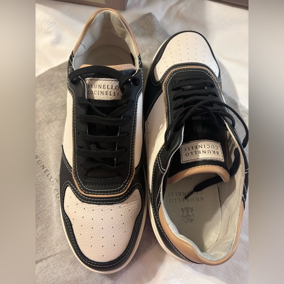 Brunello Cucinelli Black and Cream Sneakers - Picture 8 of 10